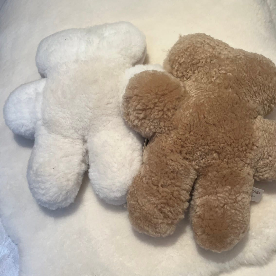 Fluffy Sheepskin Teddy Bears , White and Brown