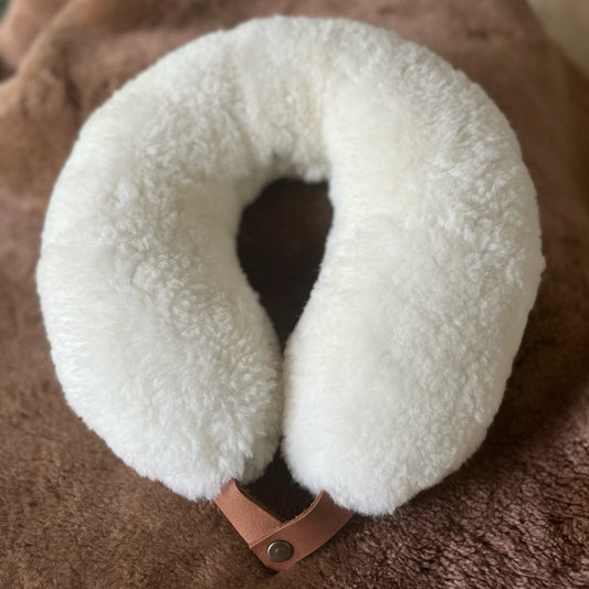 Sheepskin Travel Neck Pillow , front angle