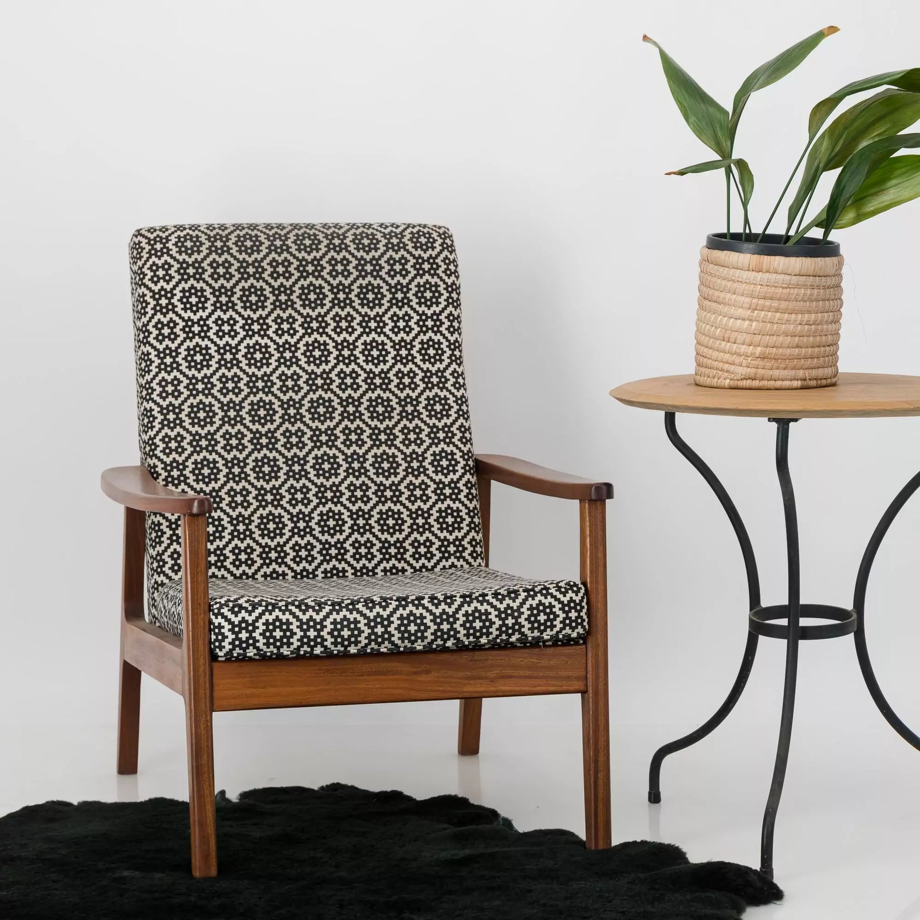 South African Merino Sheepskin , black , on floor