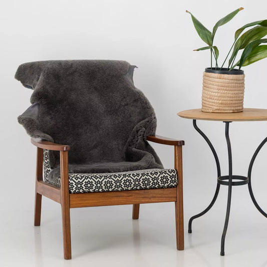South African Merino Sheepskin , grey , on chair