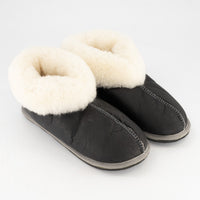 Black Sheepskin Slippers - Hard-Sole