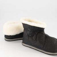 Black Sheepskin Slippers - Hard-Sole
