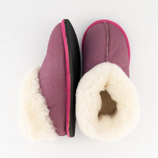 Pink Sheepskin Slippers - Hard-Sole