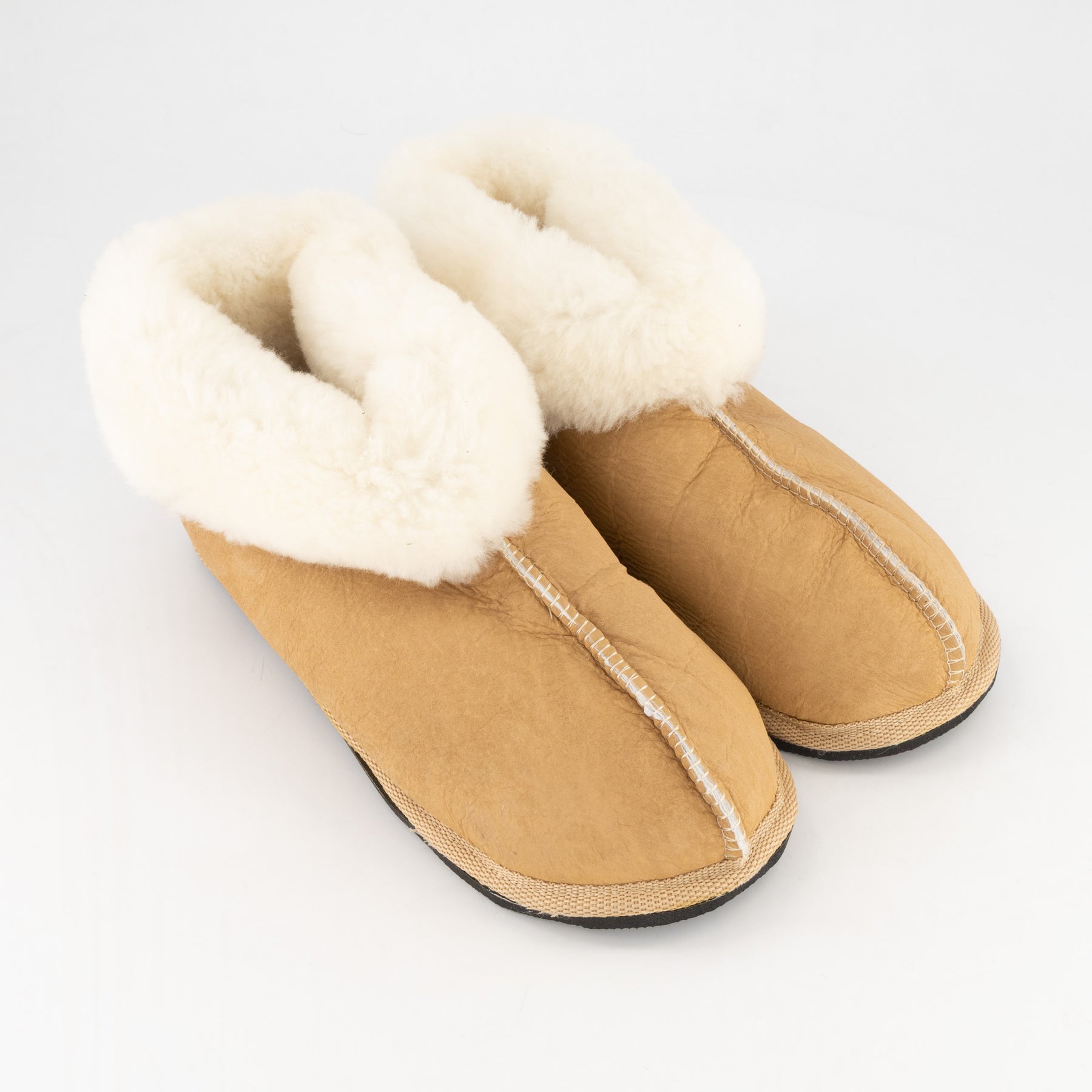 Tan Sheepskin Slippers - Hard-Sole