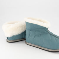 Teal Sheepskin Slippers - Hard-Sole