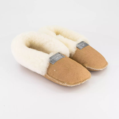 Tan Sheepskin Slippers - Soft Sole