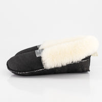 Black Sheepskin Slippers - Soft Sole
