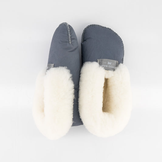 Grey Sheepskin Slippers - Soft Sole