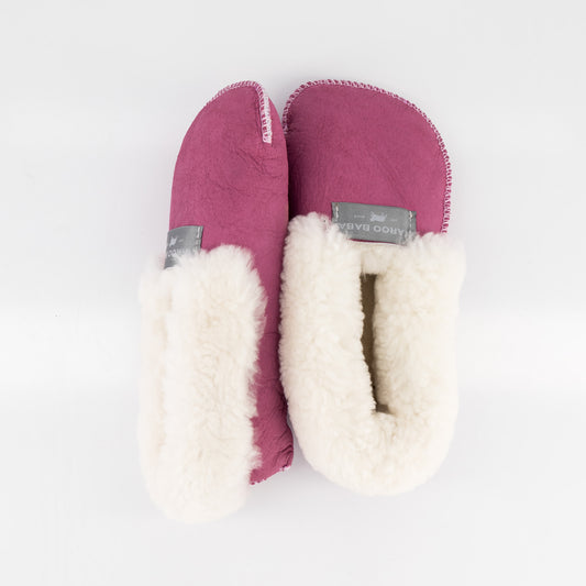 Pink Sheepskin Slippers - Soft Sole