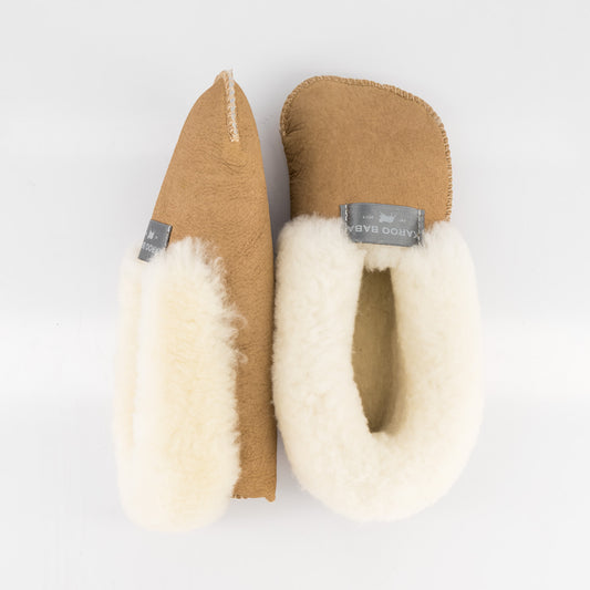 Tan Sheepskin Slippers - Soft Sole