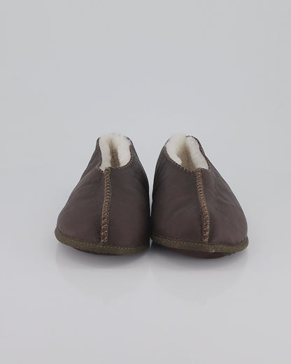 Nubuck Leather-Sole Sheepskin Slippers